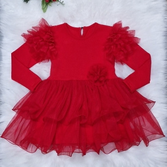 Czerwona sukienka balowa świąteczna na święta elegancka księżniczka bambarillo