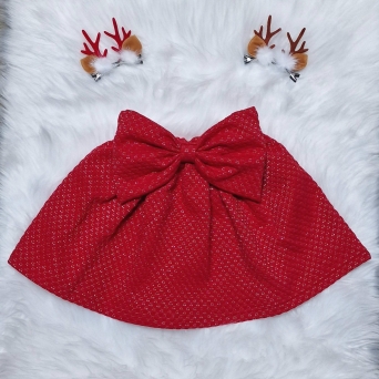 Czerwona spódniczka z kokardą spinki reniferki świąteczna spódniczka spódnica na święta